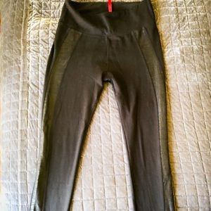 Black w/ edgy faux leather details Spanx leggings